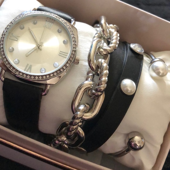 Black & Silver Watch & Bracelet Gift Set - Picture 2 of 6